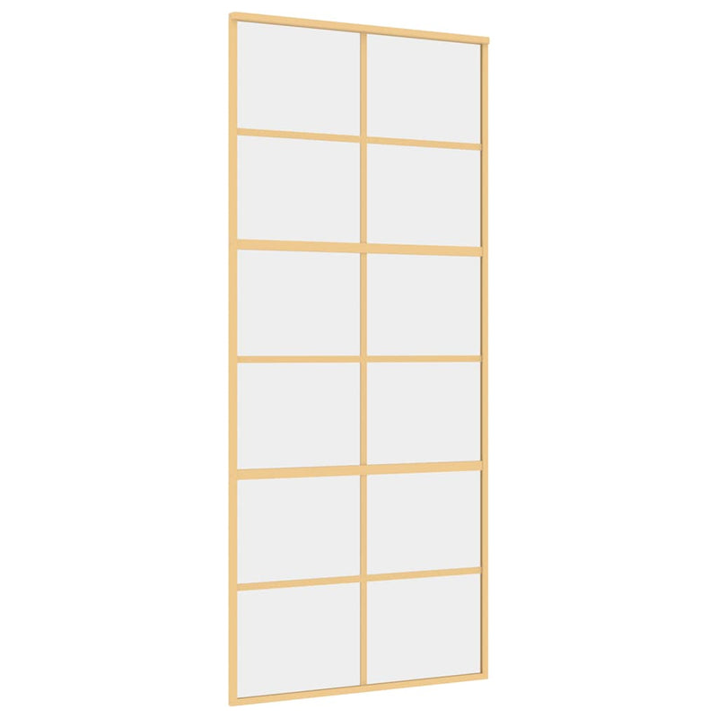 Afbeelding laden in galerijviewer, Vidaxl schuifdeur 90x205 cm helder esg-glas en aluminium goudkleurig