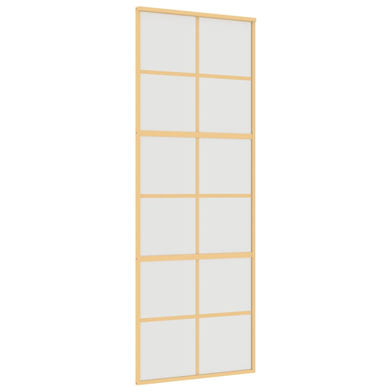 Load image into Gallery viewer, Vidaxl schuifdeur 76x205 cm mat esg-glas en aluminium goudkleurig