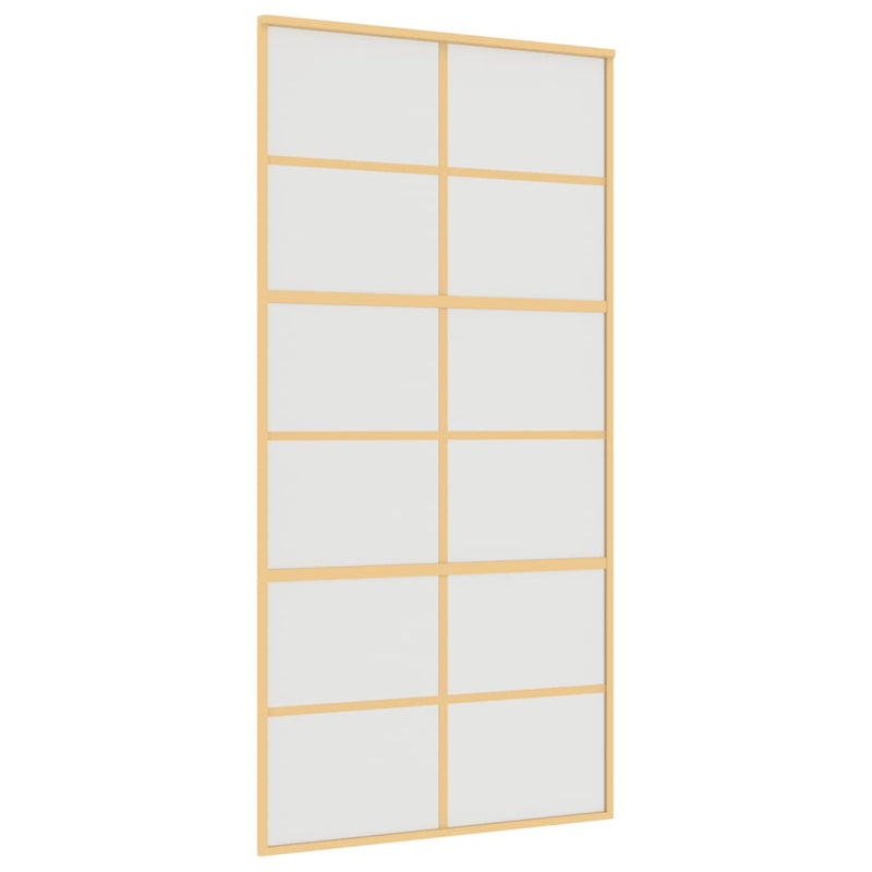 Load image into Gallery viewer, VidaXL Schuifdeur 102,5x205 cm mat ESG-glas en aluminium goudkleurig