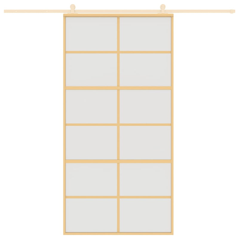 Load image into Gallery viewer, VidaXL Schuifdeur 102,5x205 cm mat ESG-glas en aluminium goudkleurig