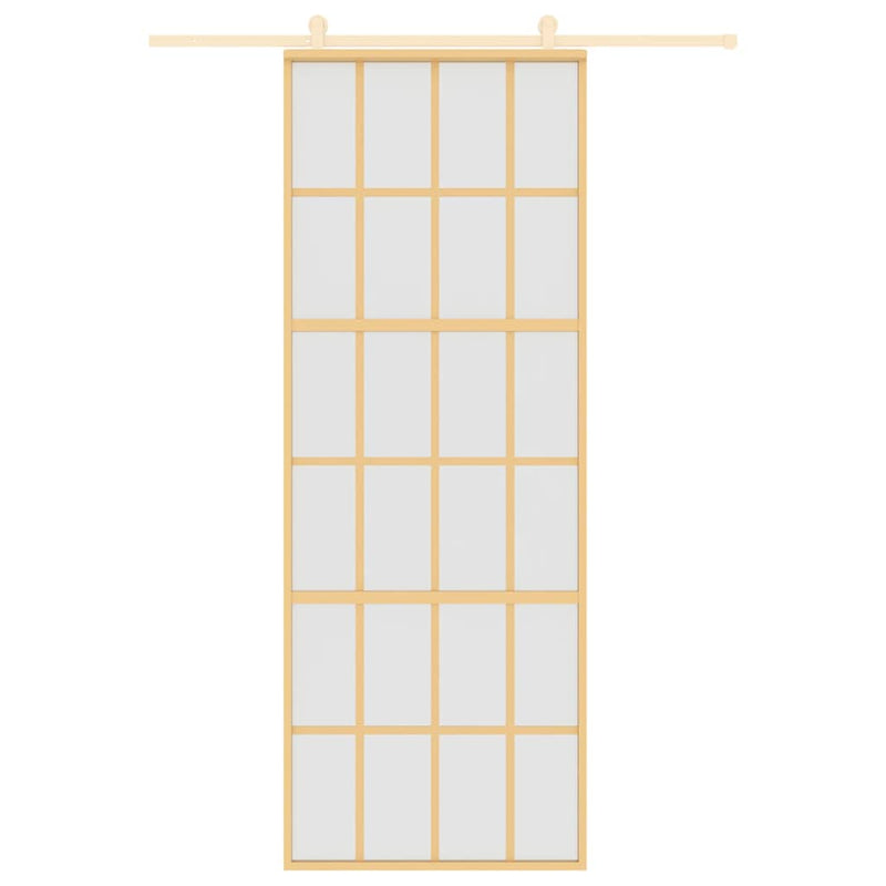 Load image into Gallery viewer, Vidaxl schuifdeur 76x205 cm mat esg-glas en aluminium goudkleurig