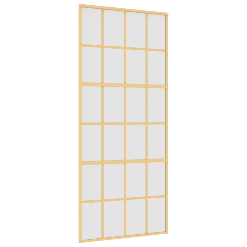 Load image into Gallery viewer, Vidaxl schuifdeur 90x205 cm mat esg-glas en aluminium goudkleurig