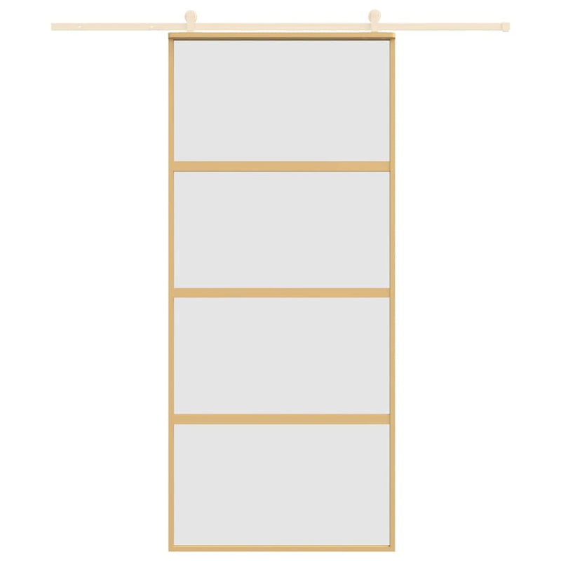 Load image into Gallery viewer, Vidaxl schuifdeur 90x205 cm mat esg-glas en aluminium goudkleurig