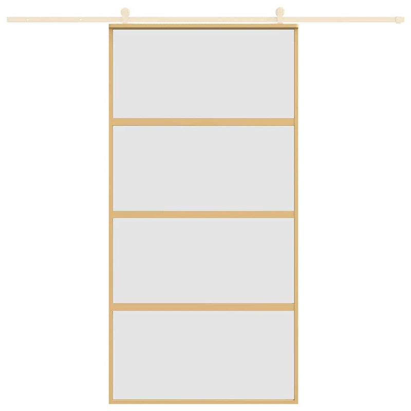 Load image into Gallery viewer, Vidaxl schuifdeur 102,5x205 cm mat esg-glas en aluminium goudkleurig