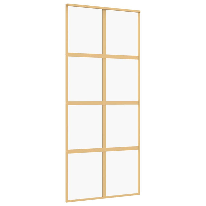 Load image into Gallery viewer, Vidaxl schuifdeur 90x205 cm helder esg-glas en aluminium goudkleurig