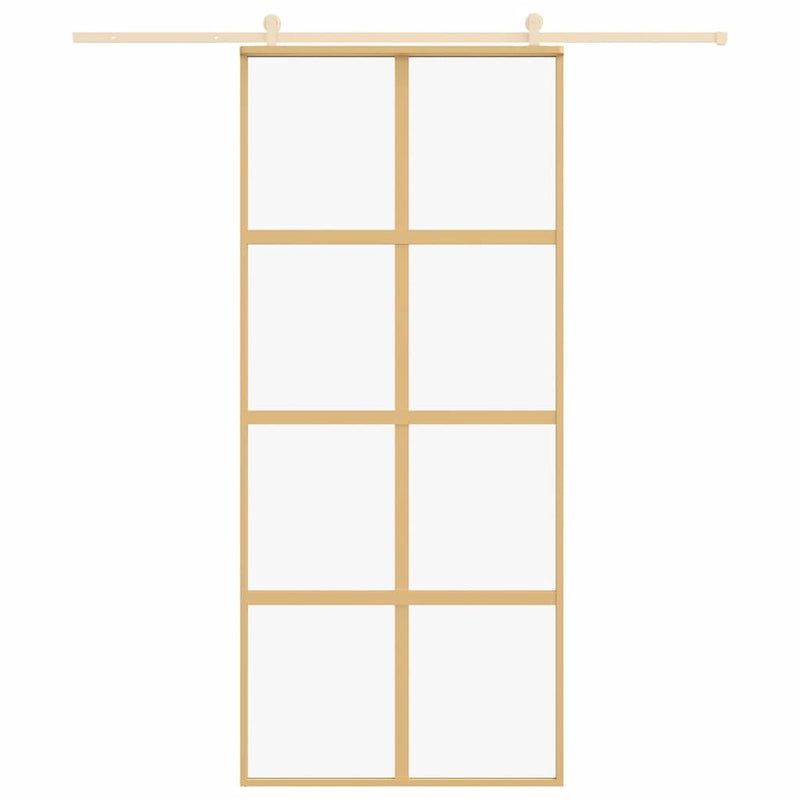 Load image into Gallery viewer, Vidaxl schuifdeur 90x205 cm helder esg-glas en aluminium goudkleurig
