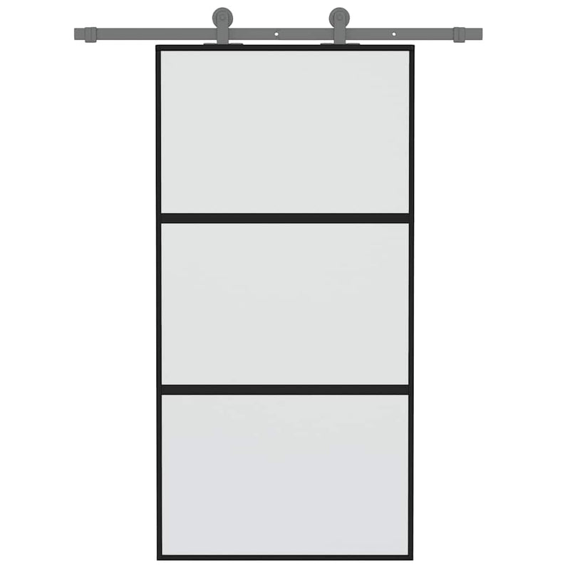 Afbeelding laden in galerijviewer, Vidaxl schuifdeur 102,5x205 cm gehard glas en aluminium zwart