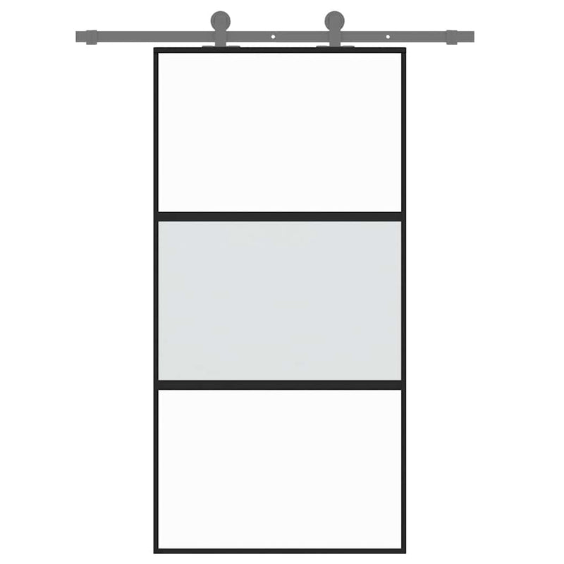 Load image into Gallery viewer, Vidaxl schuifdeur 102,5x205 cm gehard glas en aluminium zwart