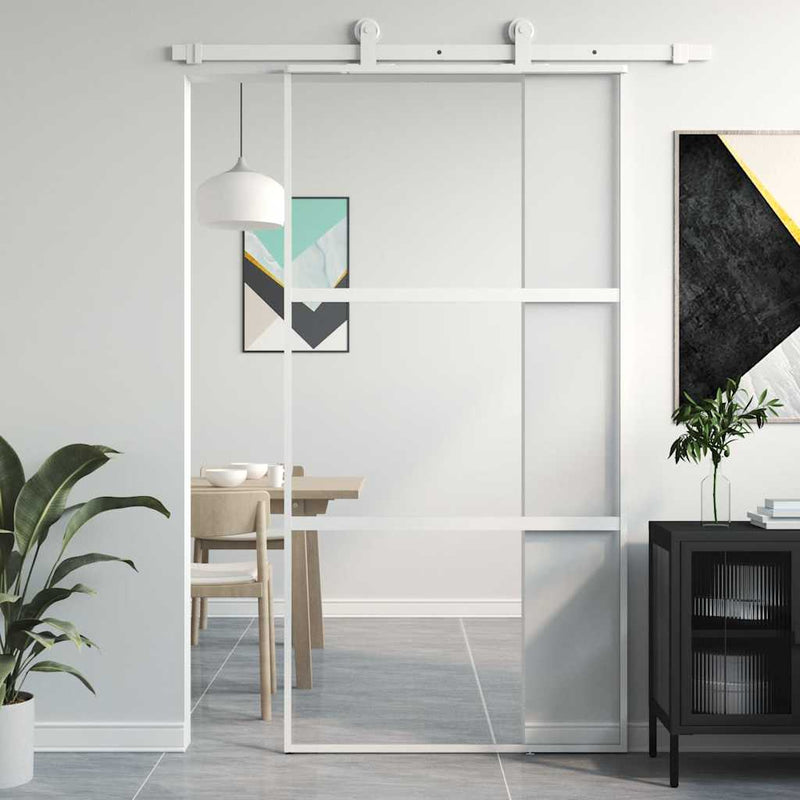 Load image into Gallery viewer, Vidaxl schuifdeur 102,5x205 cm gehard glas en aluminium wit