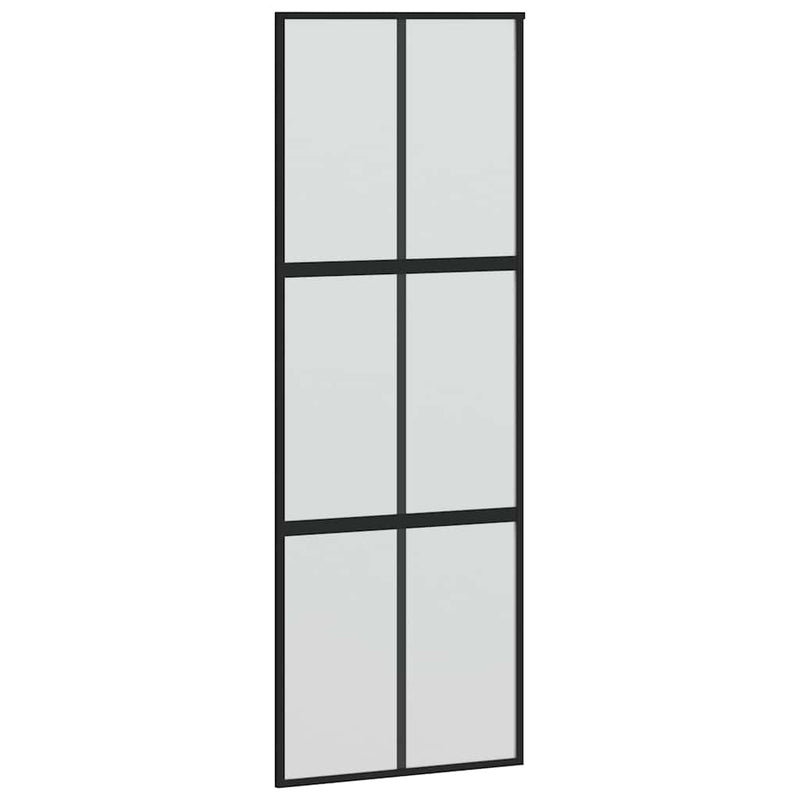 Afbeelding laden in galerijviewer, Vidaxl schuifdeur 76x205 cm gehard glas en aluminium zwart