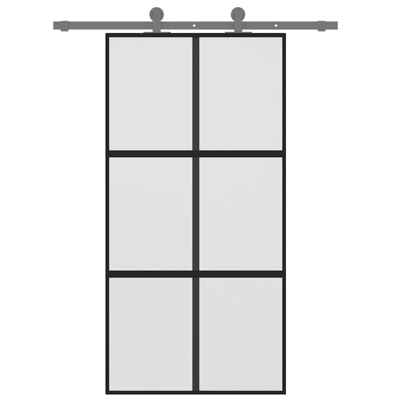 Load image into Gallery viewer, Vidaxl schuifdeur 102,5x205 cm gehard glas en aluminium zwart