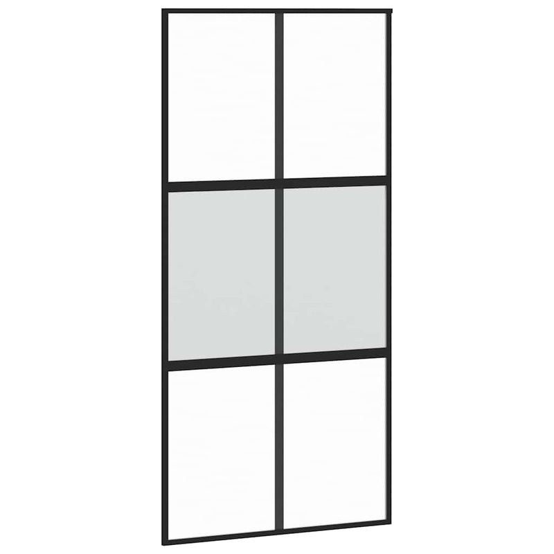 Afbeelding laden in galerijviewer, Vidaxl schuifdeur 102,5x205 cm gehard glas en aluminium zwart