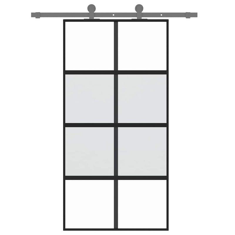 Load image into Gallery viewer, Vidaxl schuifdeur 102,5x205 cm gehard glas en aluminium zwart