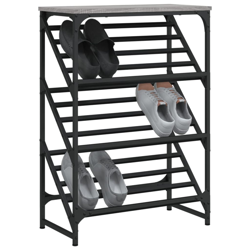Load image into Gallery viewer, Vidaxl schoenenrek 60x30x85 cm bewerkt hout grijs sonoma