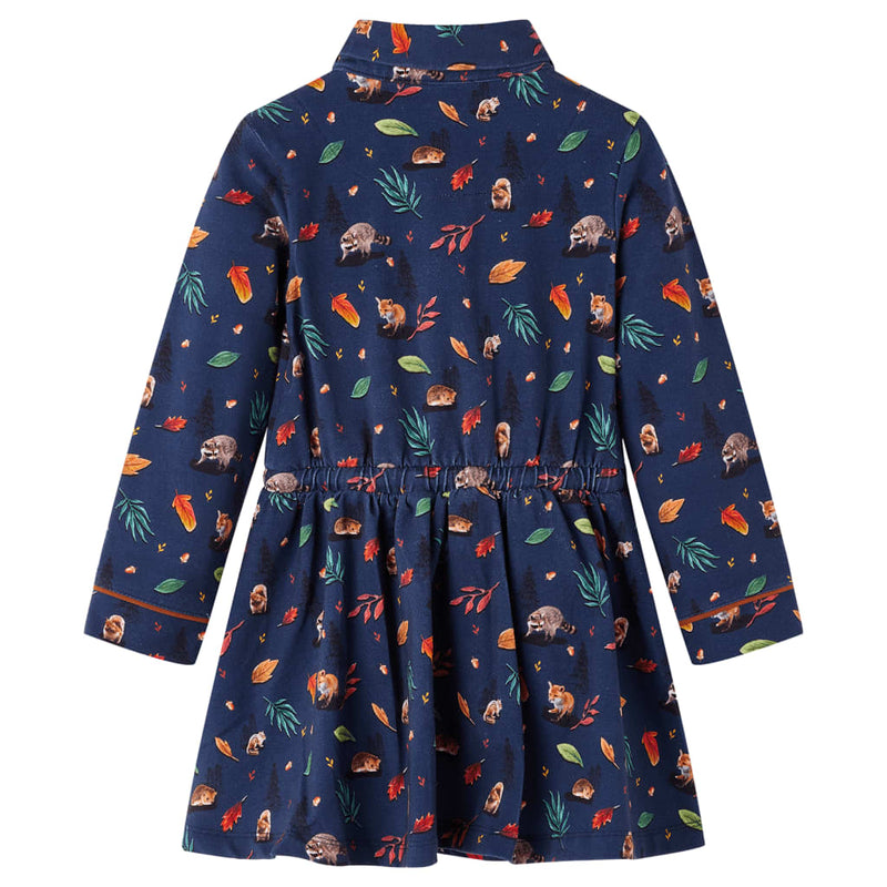 Afbeelding laden in galerijviewer, Vidaxl kinderjurk met lange mouwen 104 marineblauw