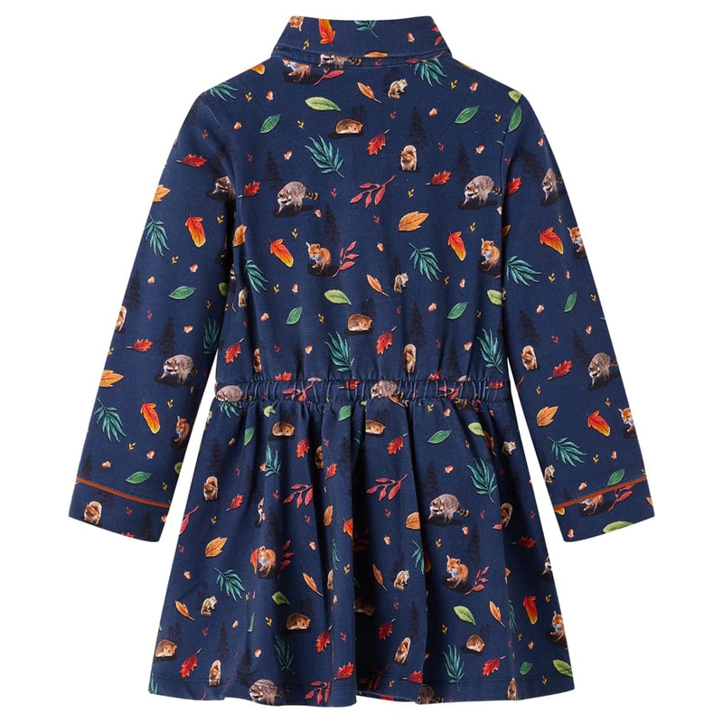 Load image into Gallery viewer, Vidaxl kinderjurk met lange mouwen 128 marineblauw