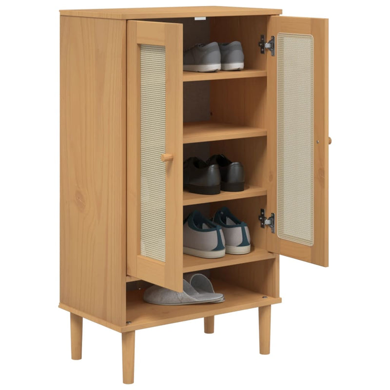 Afbeelding laden in galerijviewer, Vidaxl schoenenkast senja 59,5x35x107 cm rattan look grenenhout bruin
