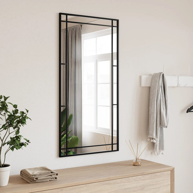 Afbeelding laden in galerijviewer, Vidaxl wandspiegel rechthoekig 50x100 cm ijzer zwart