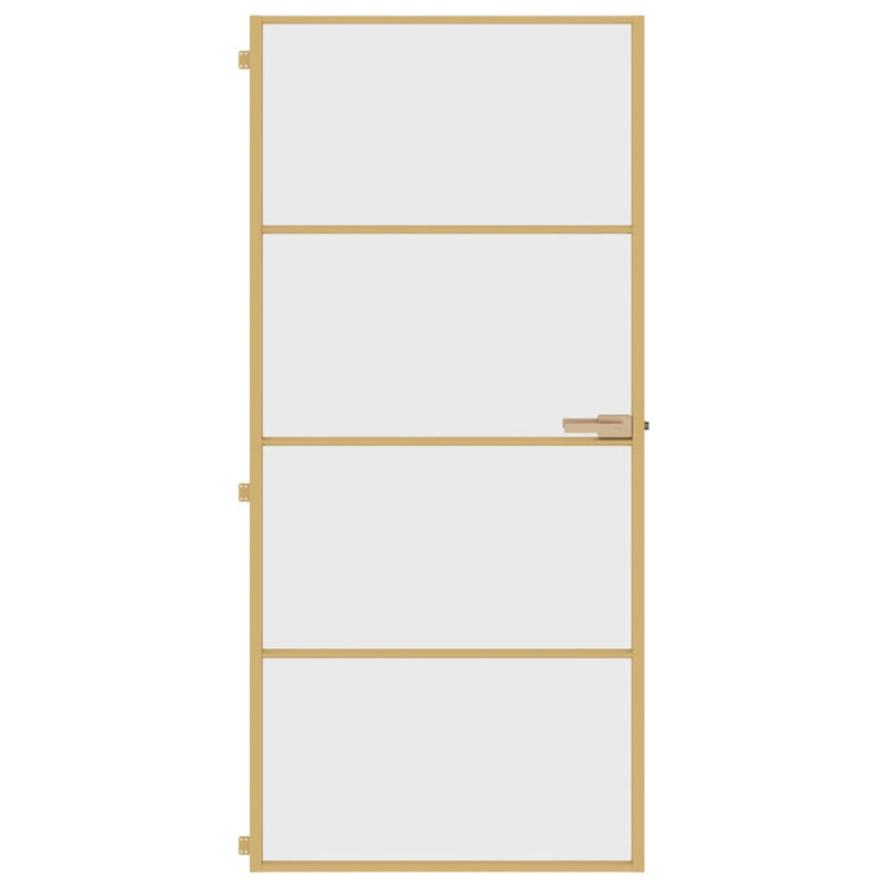 Load image into Gallery viewer, Vidaxl binnendeur smal 93x201,5 cm gehard glas en aluminium goudkleur