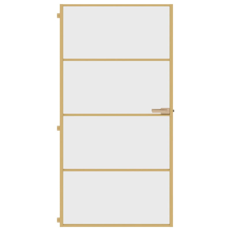 Load image into Gallery viewer, VidaXL Binnendeur smal 102,5x201,5 cm gehard glas en aluminium goud