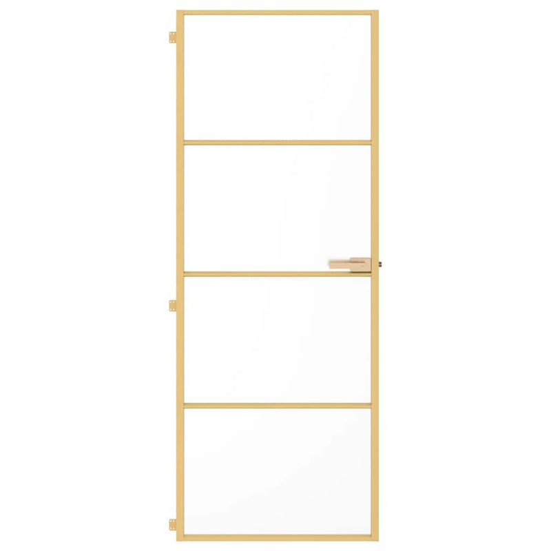 Load image into Gallery viewer, Vidaxl binnendeur smal 76x201,5 cm gehard glas en aluminium goudkleur