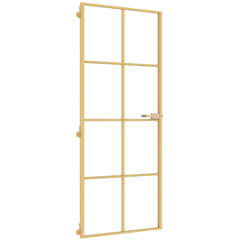 Load image into Gallery viewer, Vidaxl binnendeur smal 83x201,5 cm gehard glas en aluminium goudkleur