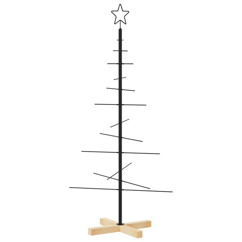 Load image into Gallery viewer, Vidaxl kerstdecoratie kerstboom met houten basis 120 cm metaal zwart