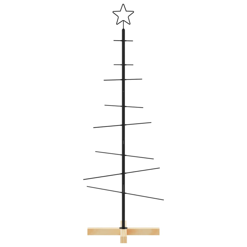 Load image into Gallery viewer, Vidaxl kerstdecoratie kerstboom met houten basis 120 cm metaal zwart