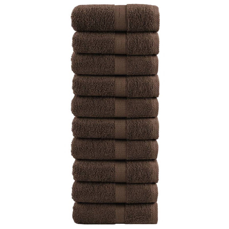 Chargez l'image dans la visionneuse de la galerie, Vidaxl premium washandjes solund 10 stuks bruin 30x30 cm 600 g m²