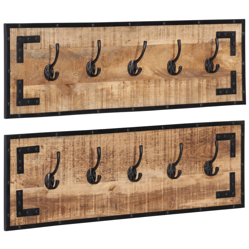 Load image into Gallery viewer, Vidaxl kapstokken 2 st 80x8x25 cm massief ruw mangohout
