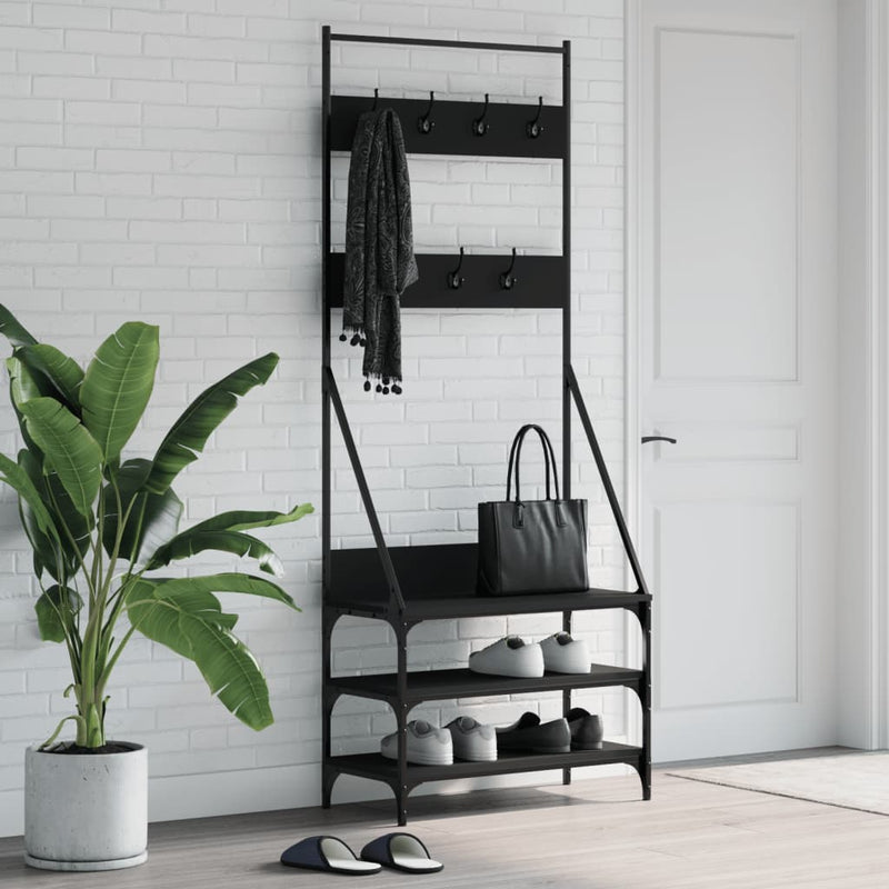 Load image into Gallery viewer, Vidaxl kledingrek met schoenenrek 72x34x184 cm zwart
