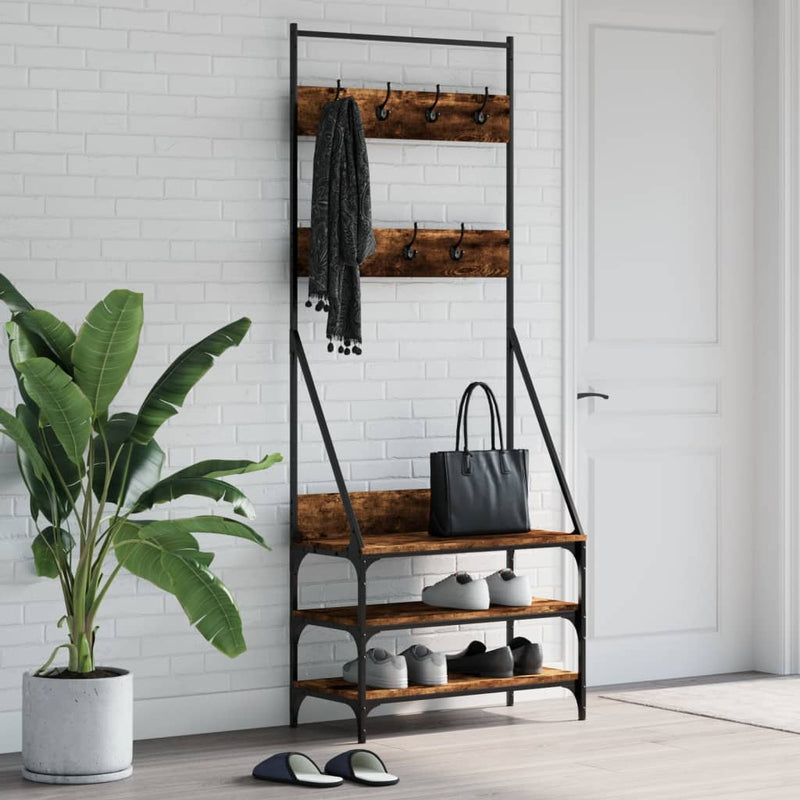 Load image into Gallery viewer, Vidaxl kledingrek met schoenenrek 72x34x184 cm gerookt eikenkleurig