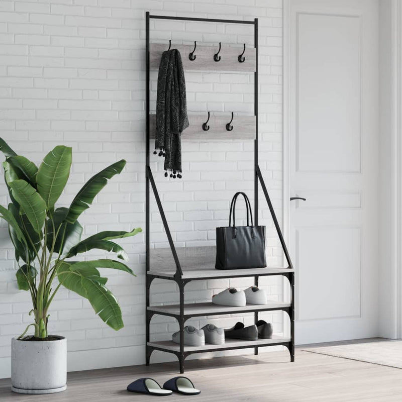 Load image into Gallery viewer, VidaXL Kledingrek met schoenenrek 72x34x184 cm grijs sonoma eikenkleur