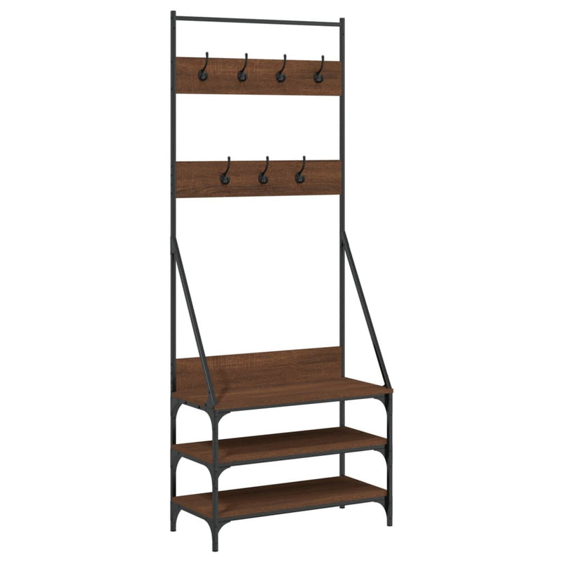 Load image into Gallery viewer, Vidaxl kledingrek met schoenenrek 72x34x184 cm bruin eikenkleur