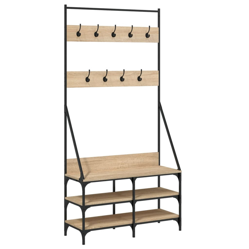Load image into Gallery viewer, Vidaxl kledingrek met schoenenrek 90x34x184 cm sonoma eikenkleurig