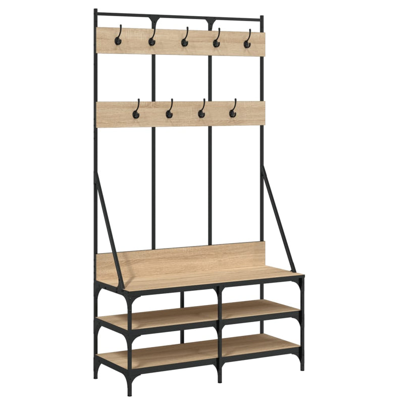 Load image into Gallery viewer, Vidaxl kledingrek met schoenenrek 100x40x184 cm sonoma eikenkleurig