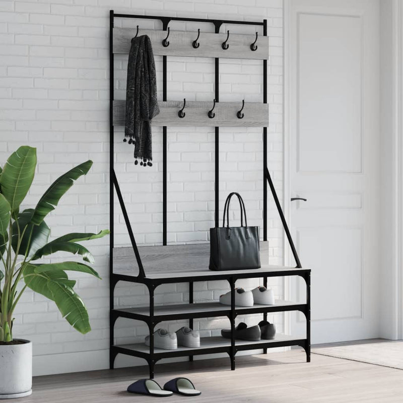 Load image into Gallery viewer, VidaXL Kledingrek met schoenenrek 100x40x184cm grijs sonoma eikenkleur
