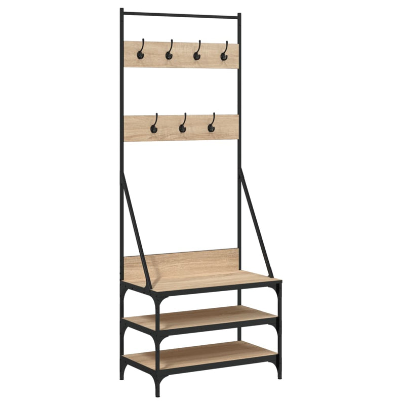Load image into Gallery viewer, VidaXL Kledingrek met schoenenrek 70x40x184 cm sonoma eikenkleurig
