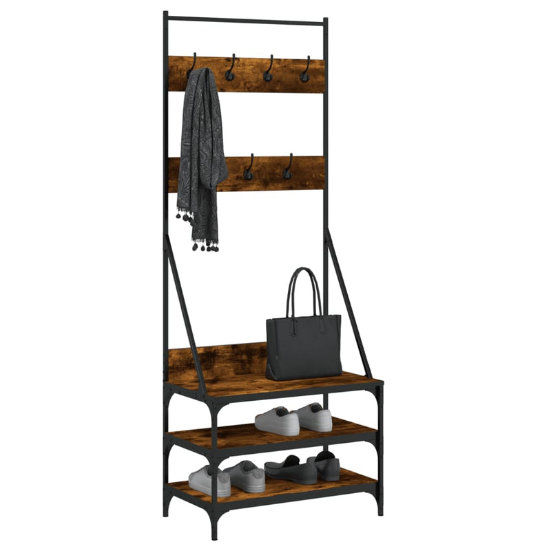 Load image into Gallery viewer, Vidaxl kledingrek met schoenenrek 70x40x184 cm gerookt eikenkleurig