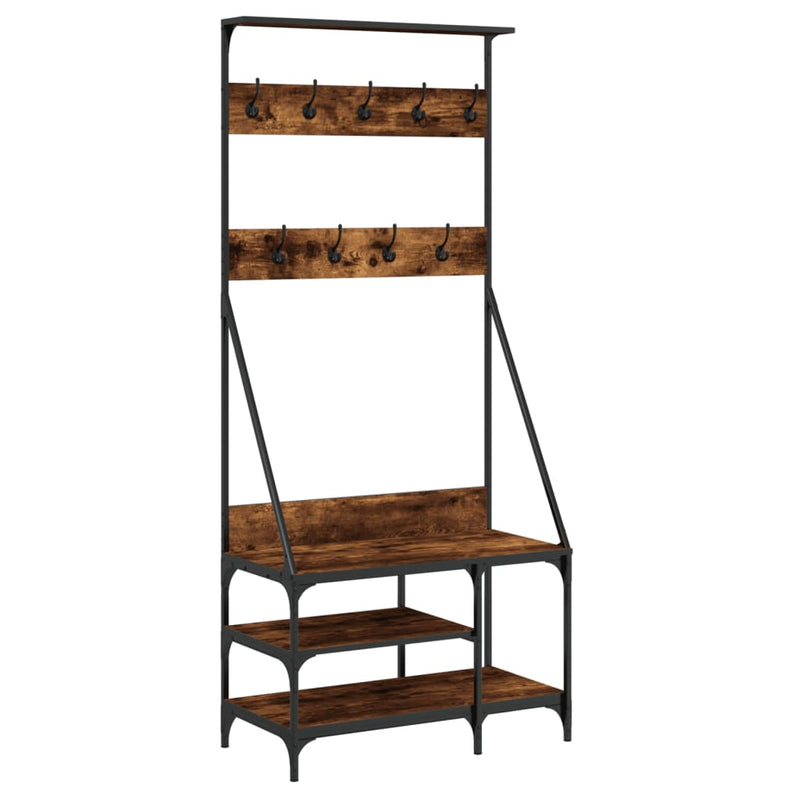 Load image into Gallery viewer, Vidaxl kledingrek met schoenenrek 80x40x184 cm gerookt eikenkleurig
