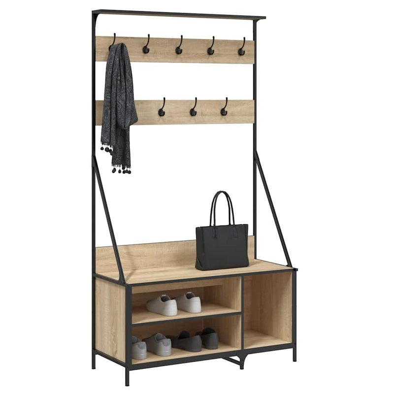 Load image into Gallery viewer, Vidaxl kledingrek met schoenenrek 100x41x184 cm sonoma eikenkleurig