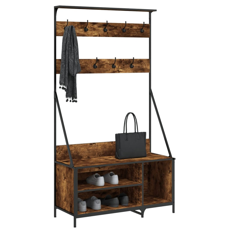 Load image into Gallery viewer, Vidaxl kledingrek met schoenenrek 100x41x184 cm gerookt eikenkleurig