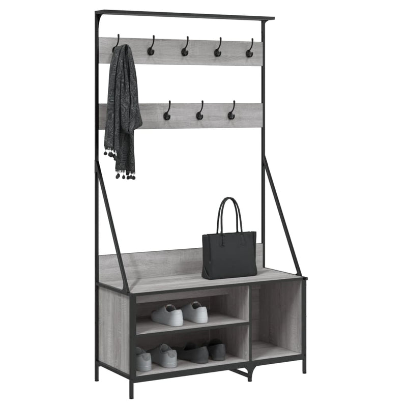 Load image into Gallery viewer, Vidaxl kledingrek met schoenenrek 100x41x184 cm grijs sonoma