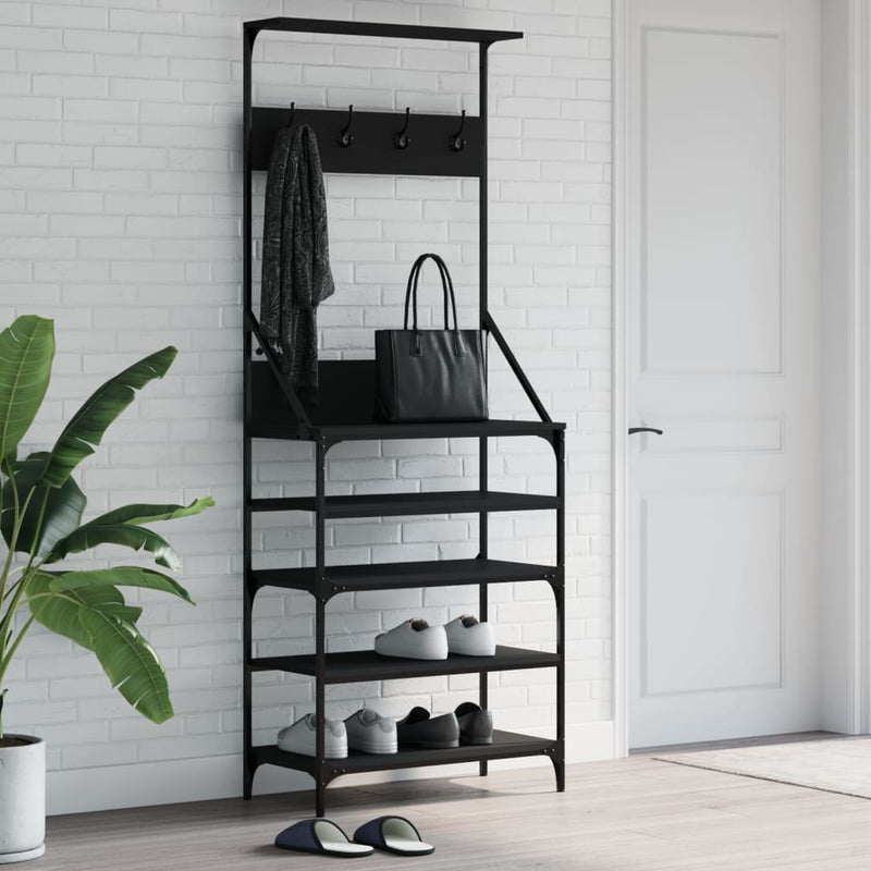Load image into Gallery viewer, Vidaxl kledingrek met schoenenrek 70x34x184 cm zwart