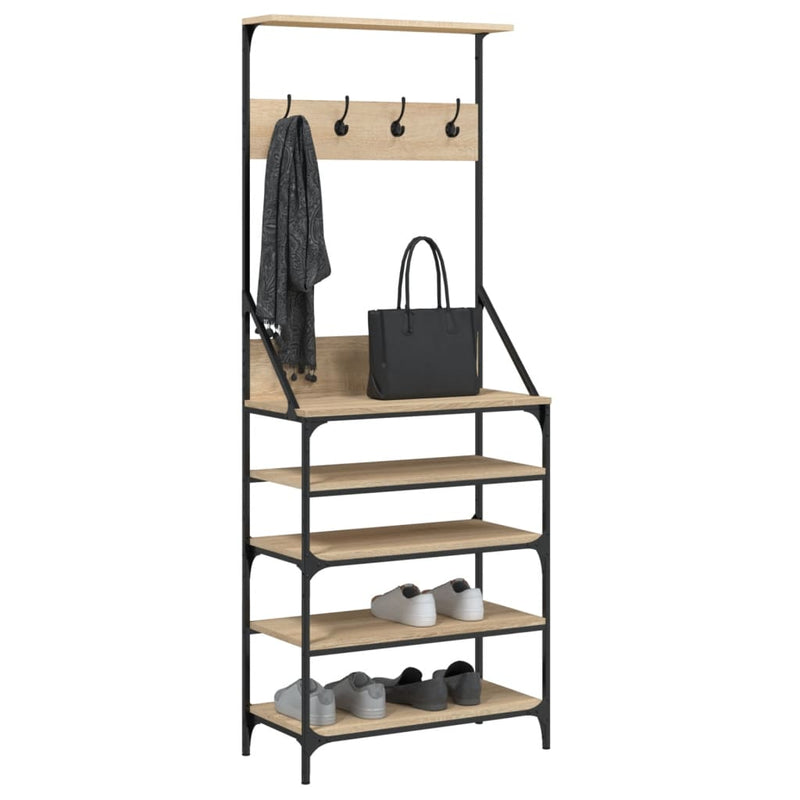Load image into Gallery viewer, Vidaxl kledingrek met schoenenrek 70x34x184 cm sonoma eikenkleurig