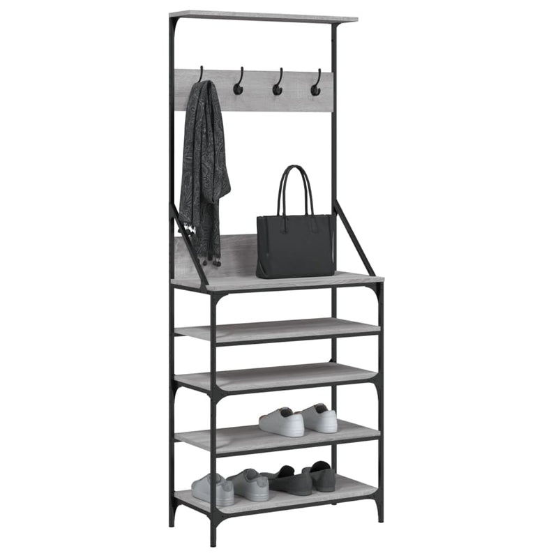 Load image into Gallery viewer, Vidaxl kledingrek met schoenenrek 70x34x184 cm grijs sonoma eikenkleur