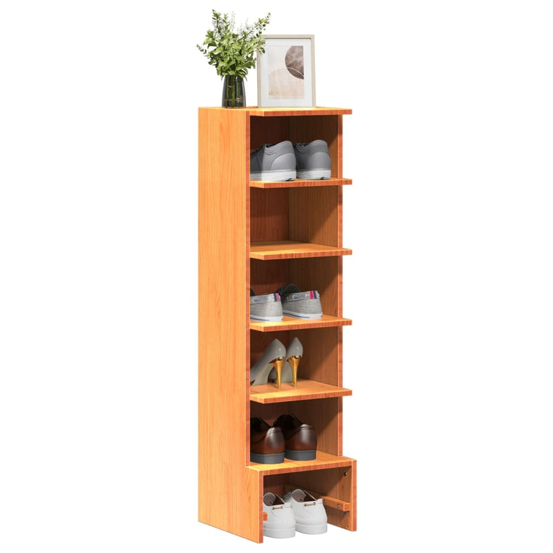 Load image into Gallery viewer, Vidaxl schoenenkast 28x30x104 cm massief grenenhout wasbruin