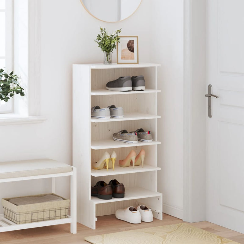 Load image into Gallery viewer, VidaXL Schoenenkast 52x30x104 cm massief grenenhout wit