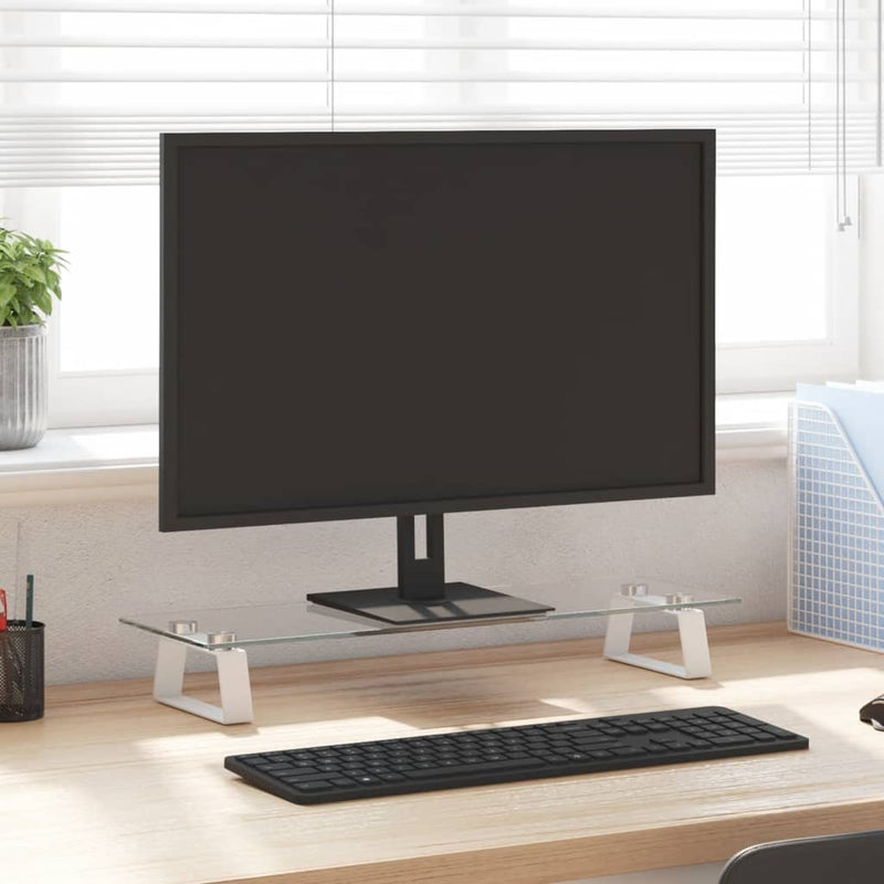 Load image into Gallery viewer, Vidaxl monitorstandaard 60x20x8 cm gehard glas en metaal wit