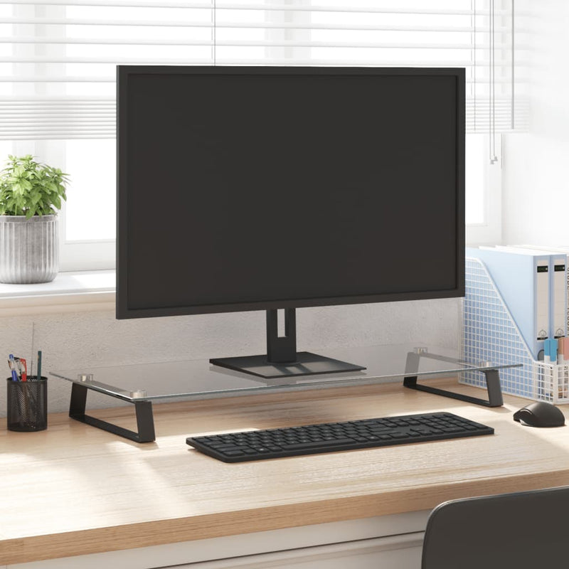 ギャラリービューアに画像をロードする, Vidaxl monitorstandaard 80x35x8 cm gehard glas en metaal zwart